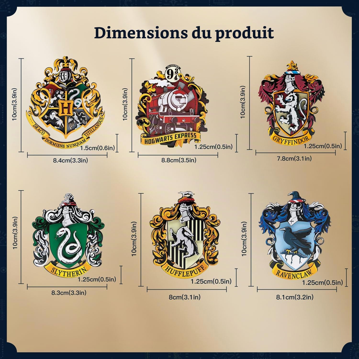 PUREMIND Harry Potter 6 Aimants pour Frigo, Puzzle 3D Bois Blasons Poudlard