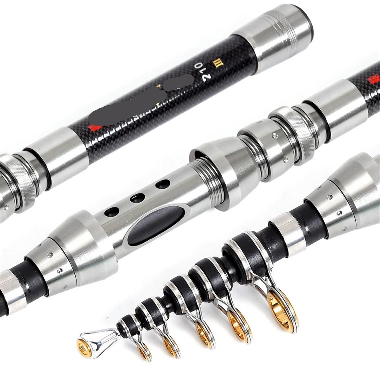 Canne da spinning Canna viaggio 1.5M-2.4M pesca alla carpa 7-10 sezioni Fibra di carbonio for attrezzatura d'acqua dolce in ruscello