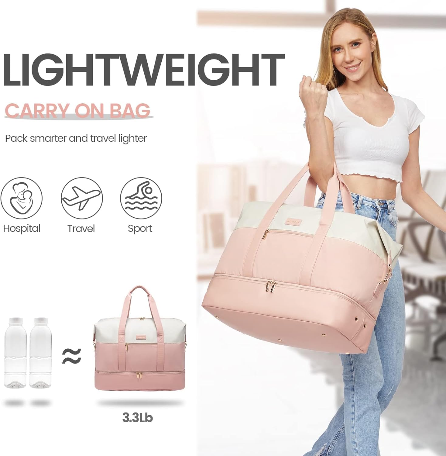 LOVEVOOK Weekender Bag, Large Travel Duffel Bag for Women with 2 Packing Cubes, Carry on Overnight Bag with Shoe Compartment, Mom Hospital Bags for Labor and Delivery - Image 9