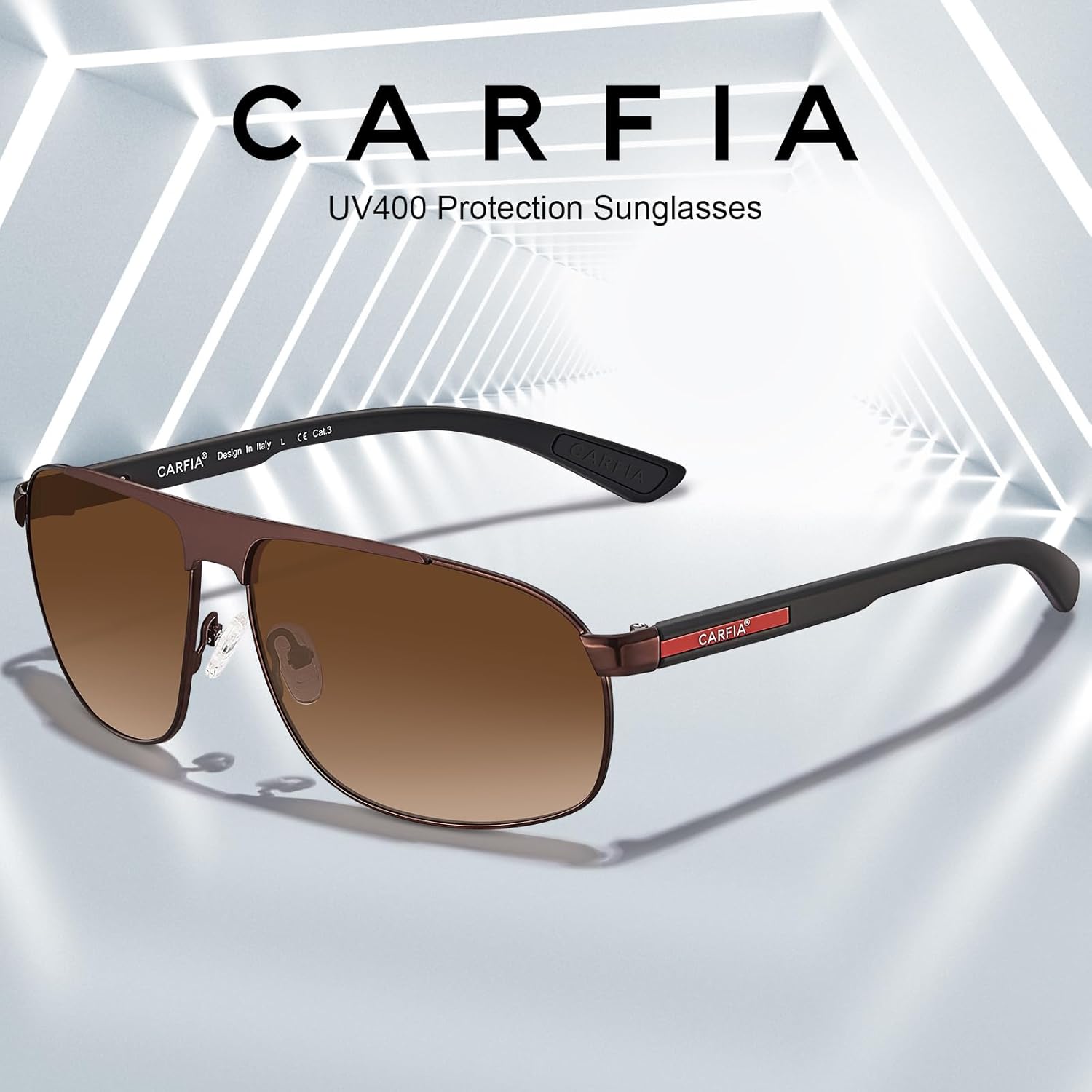 CARFIA Large Curved Cool Polarized Sunglasses for Men UV Protection, Lightweight Metal Frame Outdoor Trendy Driving Sunnies - Image 4