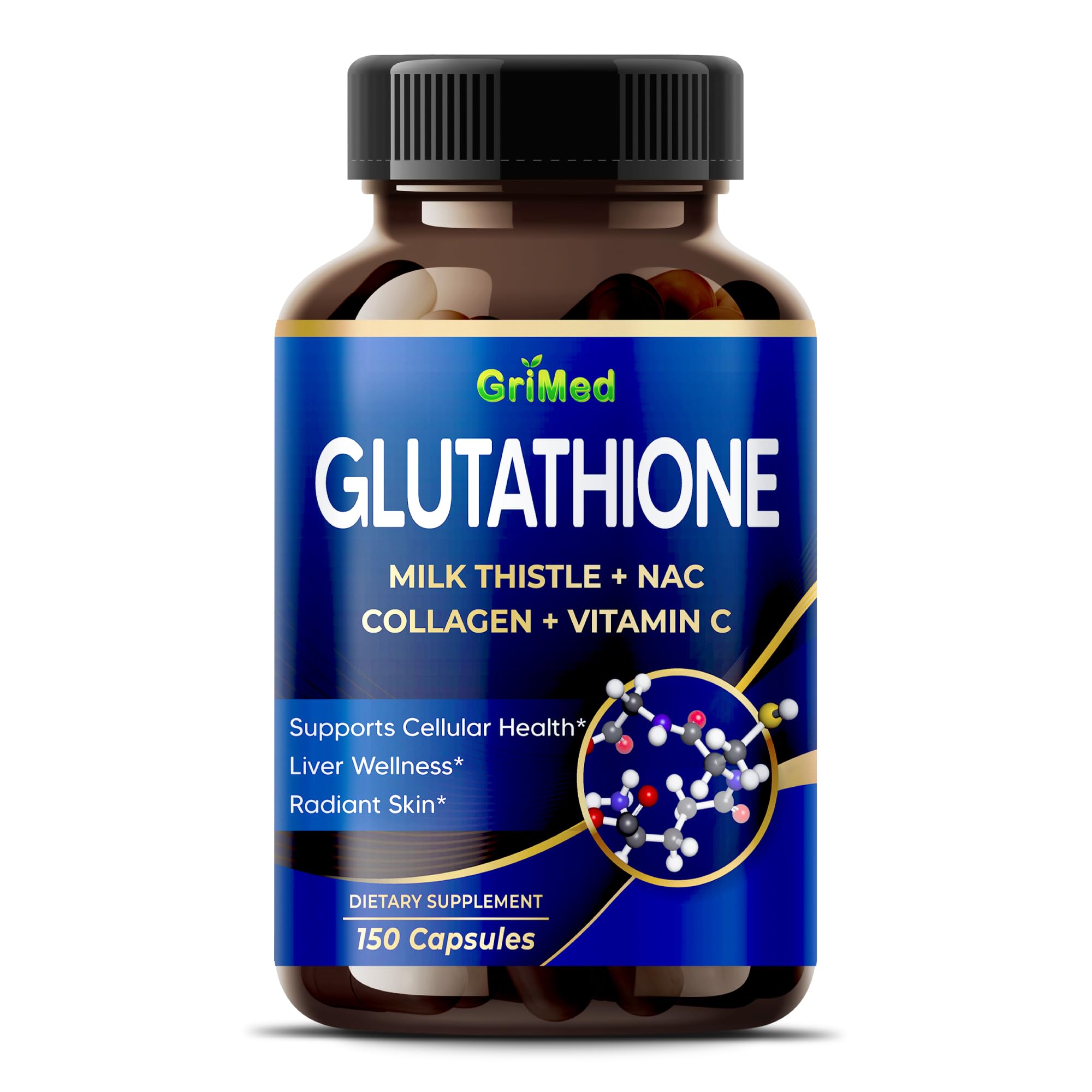GriMed Glutathione Complex 8-in-1 with NAC & Milk Thistle, 150 Capsules
