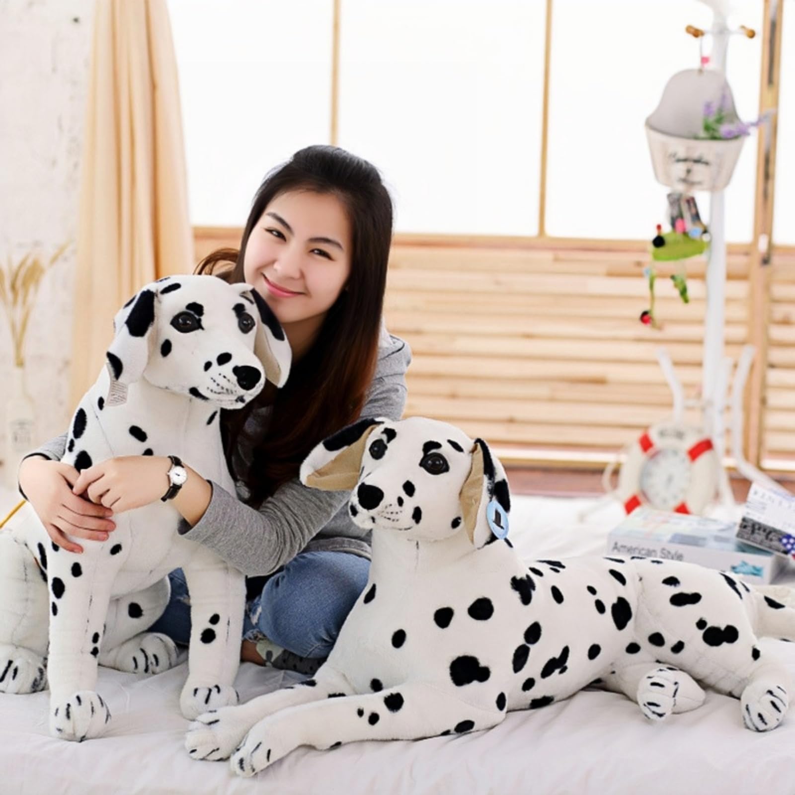 Peluche, Perro dálmata Juguetes de Peluche Suaves Perro Realista Peluches Regalo(Standing Posture,40cm)