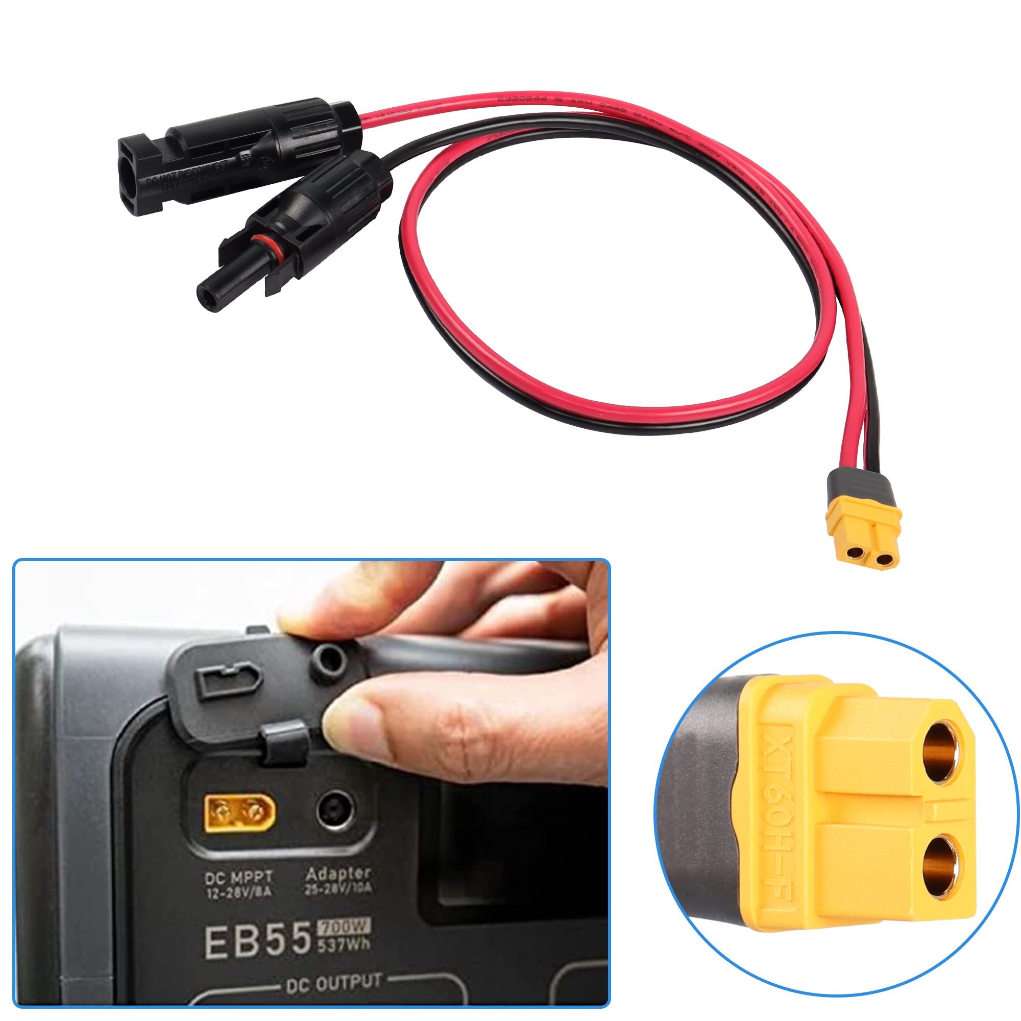 Cavo Di Prolunga Solare XT60 12 AWG - 1,7 Ft Per Pannelli Solari E Power Station - Foto 5