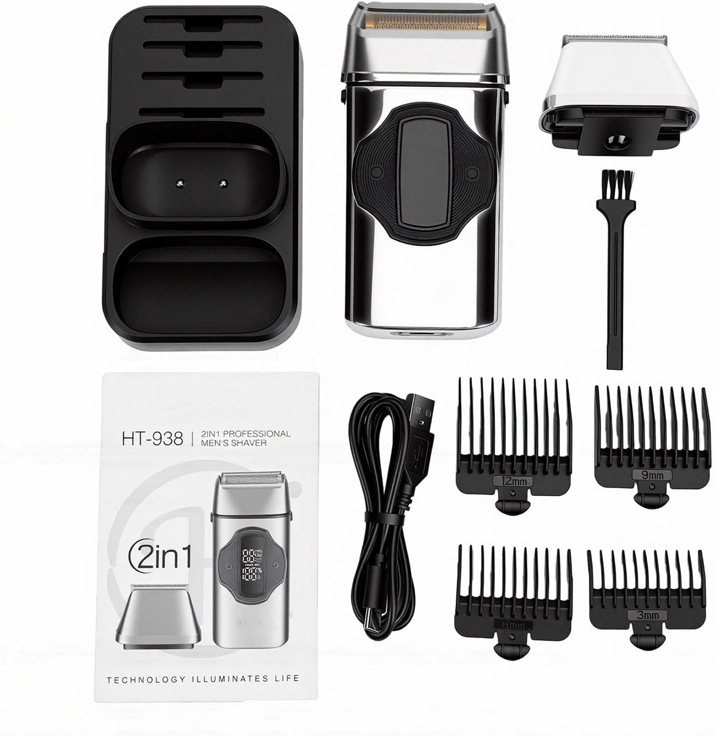 Karlak Foil Trimmer for Men HighSpeed Adjustable Electric Hair Clipper for Beard and Hair Travel 2 Units