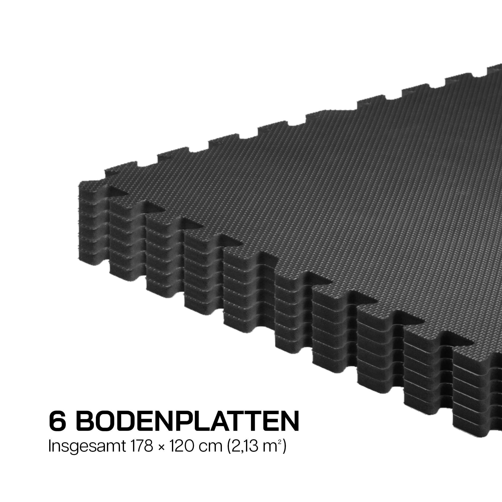 ERIC Flag Bodenschutzmatte Fitness | 6 Modulare Eva Puzzlematten + Rand, große Fläche 178x120x1 cm (2,13 m²), BPA-freier Eva-Schaum | rutschfest, Stoßdämpfend, | Home Gym, Krafttraining, Garagenboden