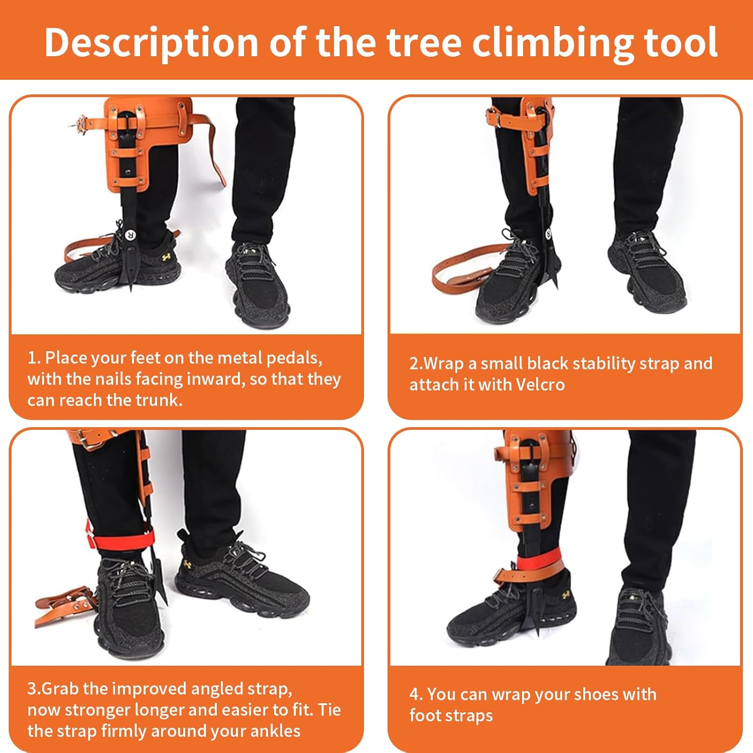 8 in 1 Tree Climbing Spikes Kit, Adjustable Tree Climbing Gear, Cowhide Arborist Tree Climbing Equipment with Climbing Belt & Straps, Spikes Protectors, Gloves, Rock Climbing Tools for Tree Work