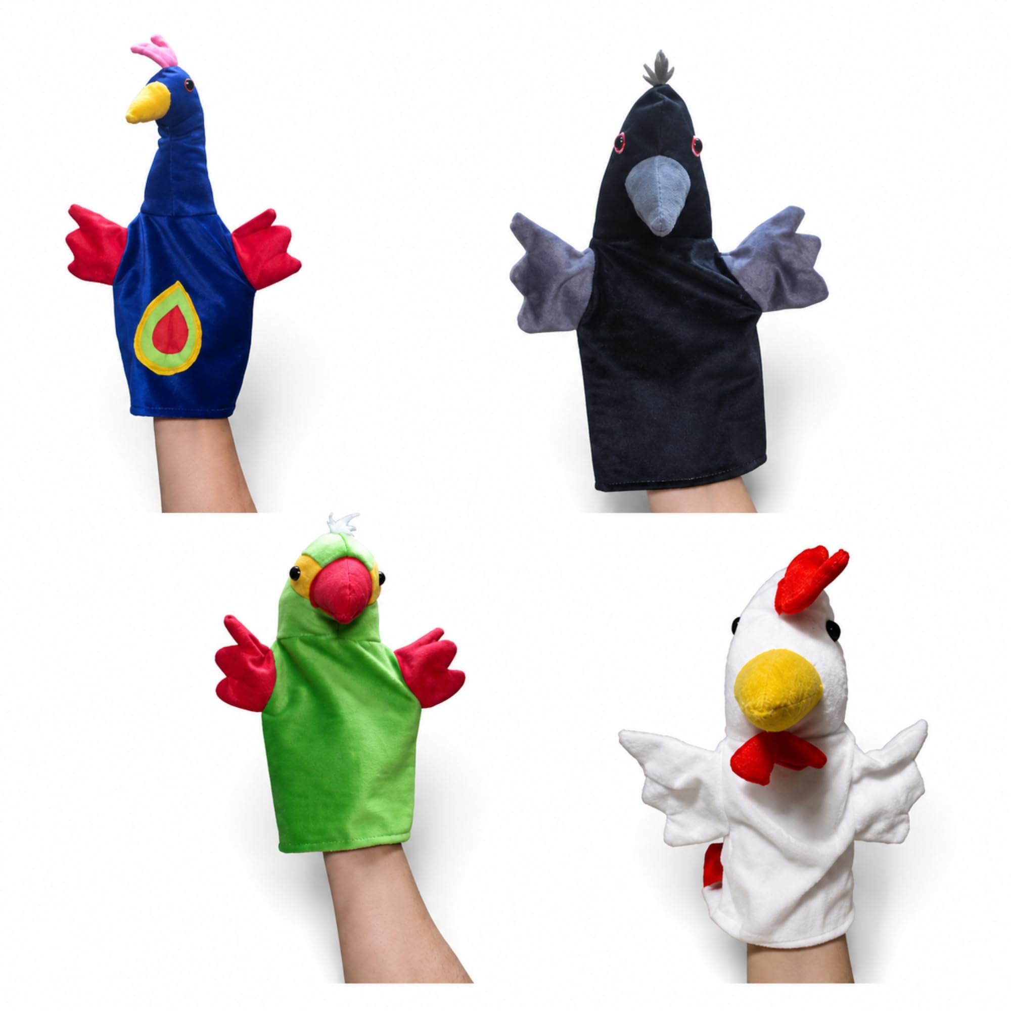 varush Birds Story Telling Educational Hand Puppet Crow Parrot Peacock Hen for Kids(Set of 4)-picture-25