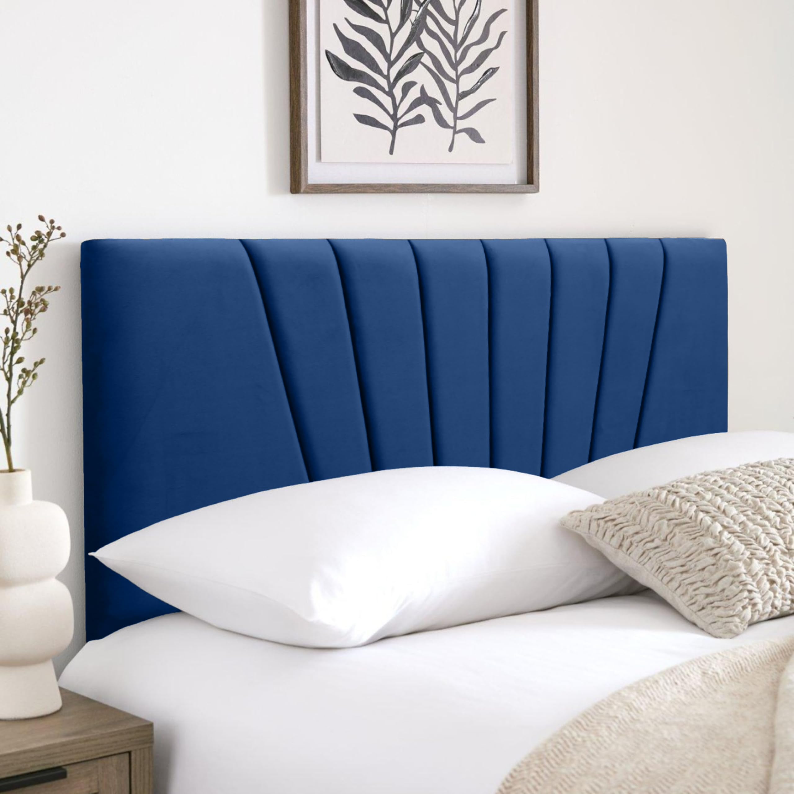 HB-1 Headboards for Beds – Sunrise 24'' Divan Bed Headboard – Headboards for Divan Beds, Bedroom & Hotel Furniture, Elegant Soft Plush Fabric Head Board (Blue Plush, 3FT Single) — image 1