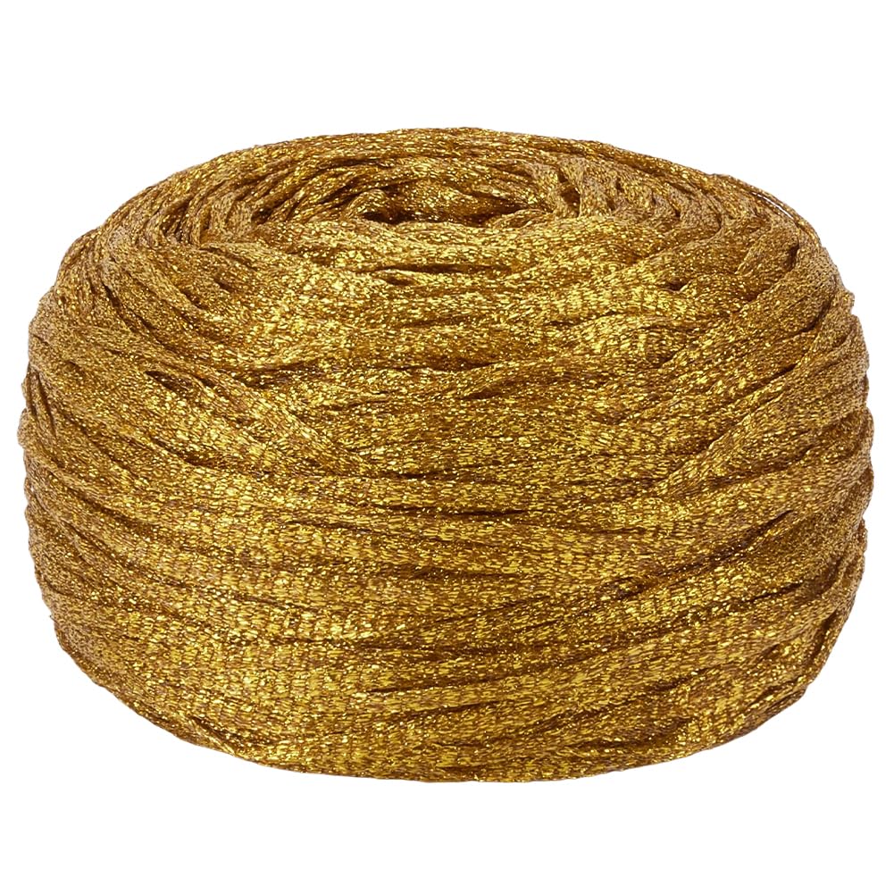 WEBEEDY 226.3 Yards Gold Metallic Glitter Yarn for Crocheting Knitting, 100g 4mm Soft Sparkle Yarn Crochet Thread for Knitting Crocheting Craft Decoration Jewelry Making and DIY Projects