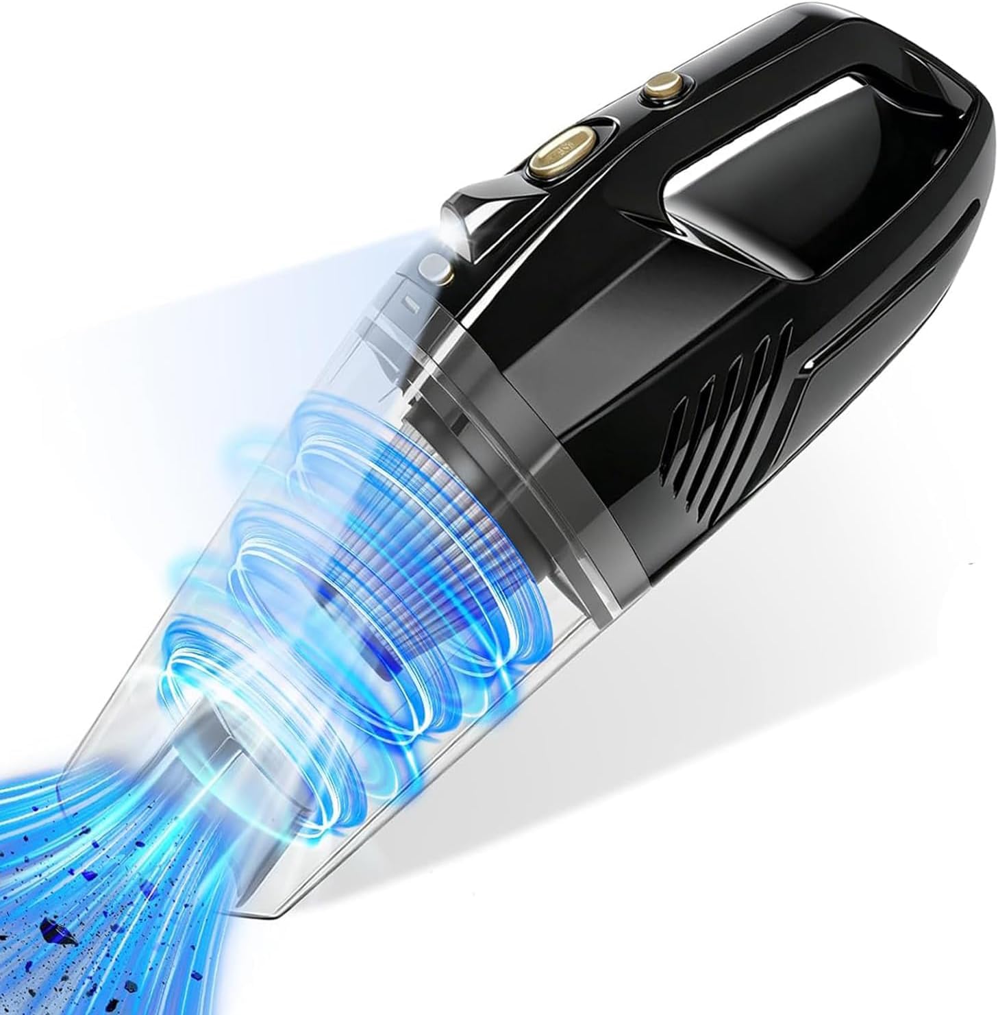 Gcstnn Handheld Vacuum Cleaner Cordless, Powerful Rechargeable Mini Car Vacuum with 20 Mins Long Runtime, LED Light, 3 Nozzles & 2 Filters, Portable Hand Held Vac for Stairs Caravan Sofa Carpet, Black