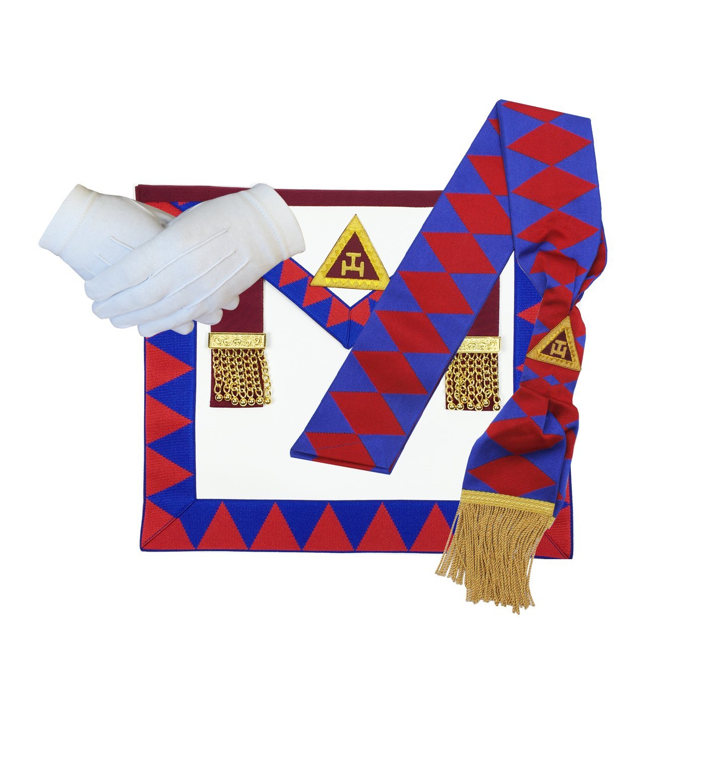 Masonic Regalia Royal Arch Principal Imitation Apron,Sash and Gloves