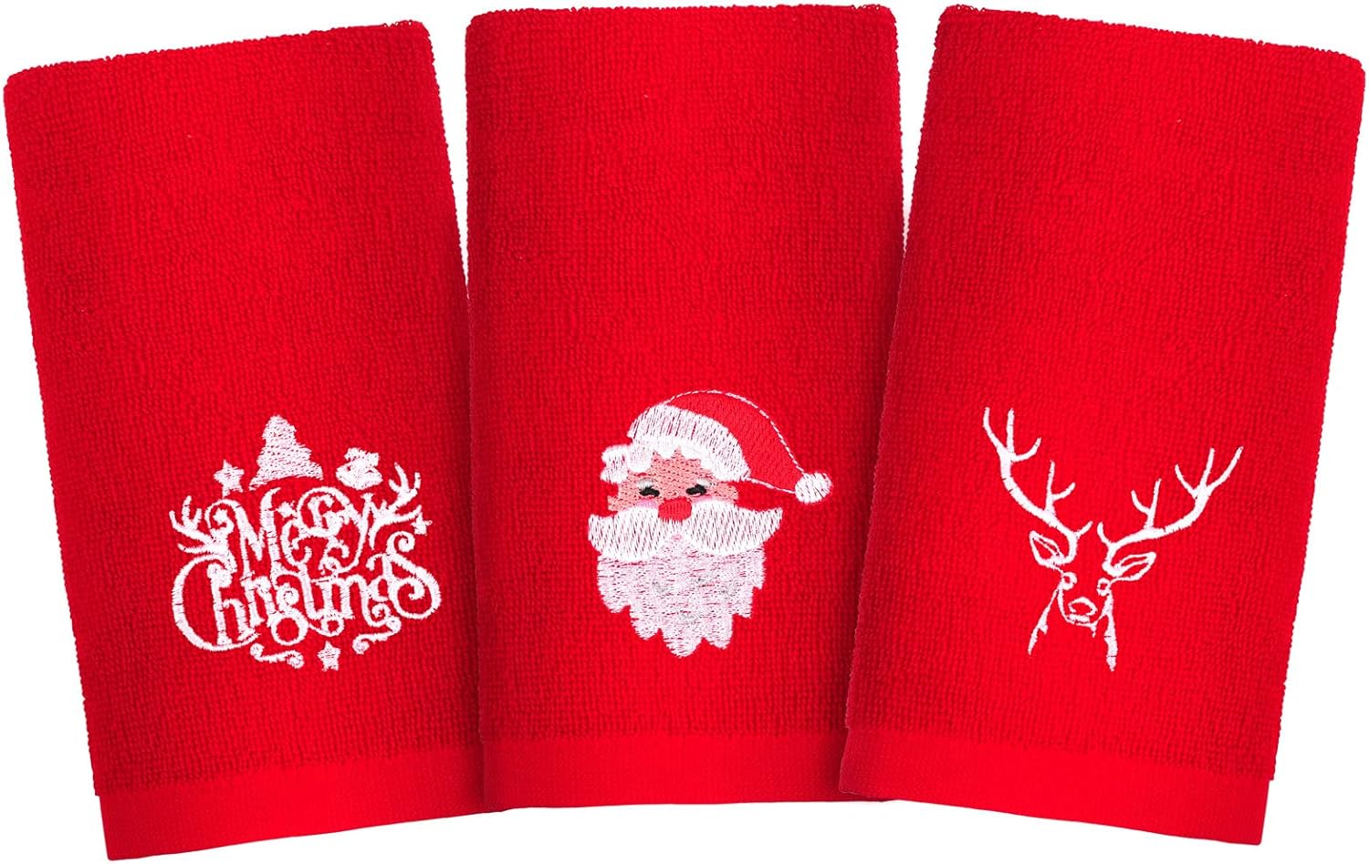 MCEAST 3 Pack Christmas Hand Towels Pure Cotton Towels Christmas Decorative Dish