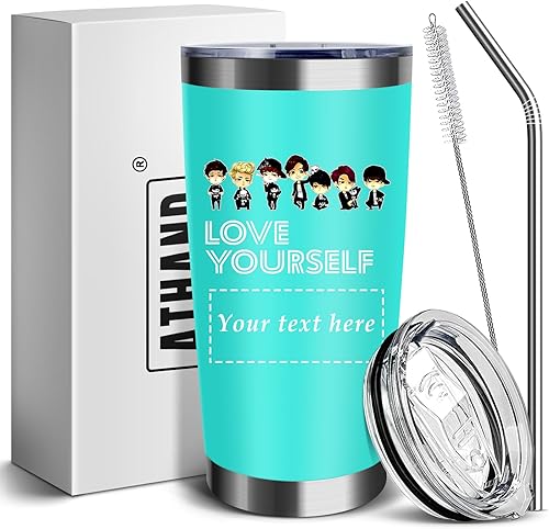 Regalo para fanáticos vasos aislados de 20 onzas con tapa y pajilla taza de vino de acero inoxidable Love Yourself Regalos inspiradores de Navidad