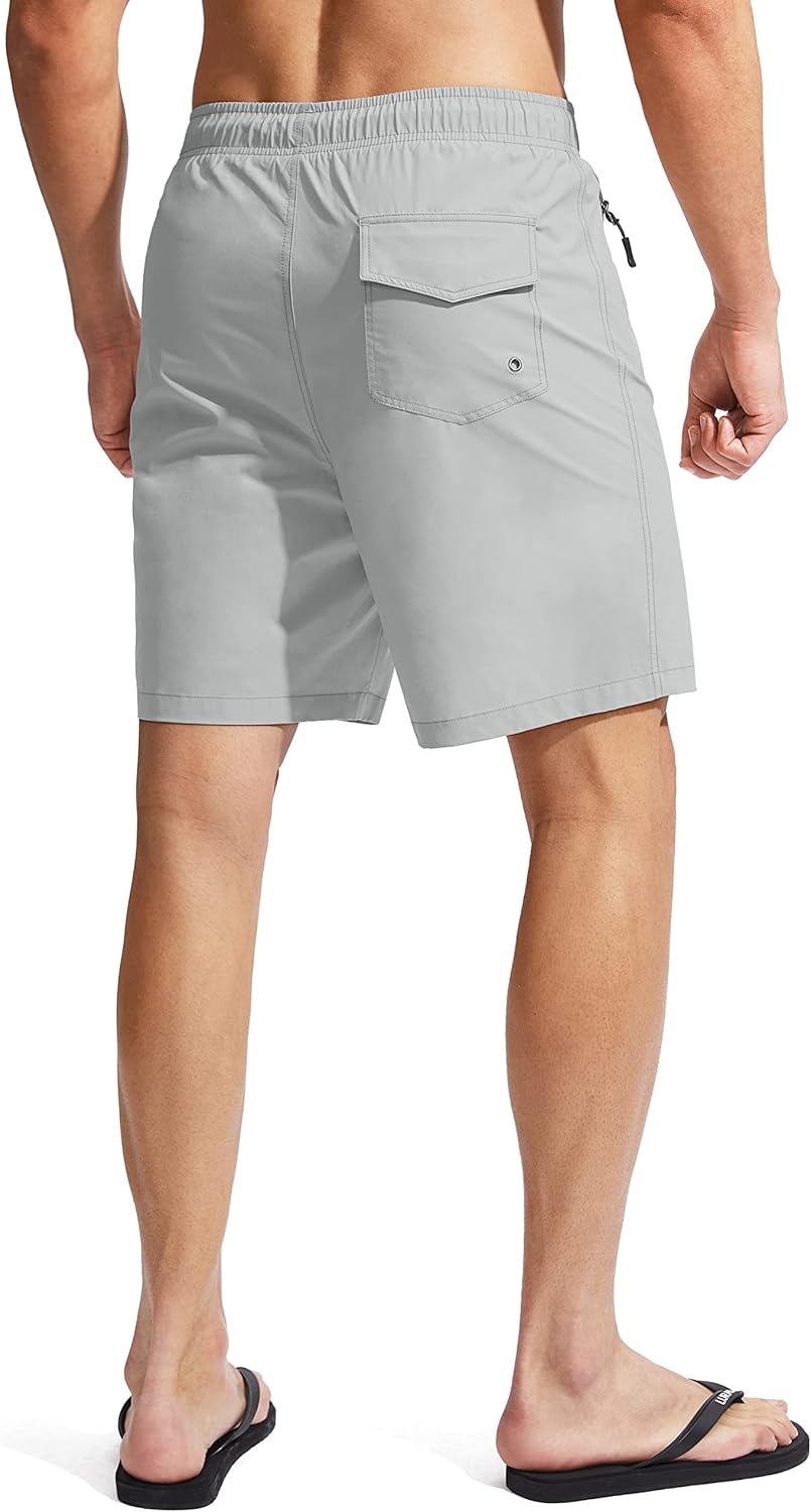 Viodia Men's Swim Trunks with Compression Liner Quick Dry Board Shorts Swimsuit Swimwear for Men with Zipper Pockets
