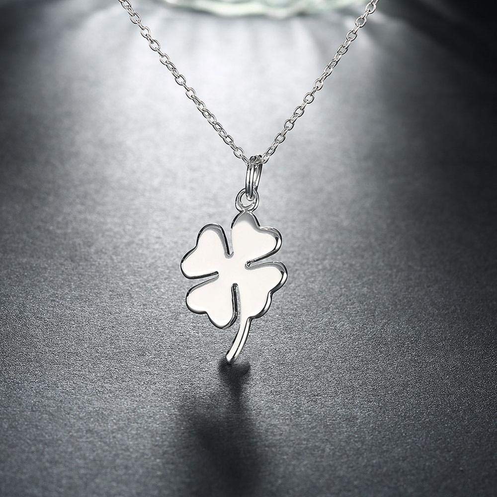 Collana di trifoglio d'argento, ciondolo di trifoglio placcato in argento su una catena in argento sterling, regalo minimalista. - Italia