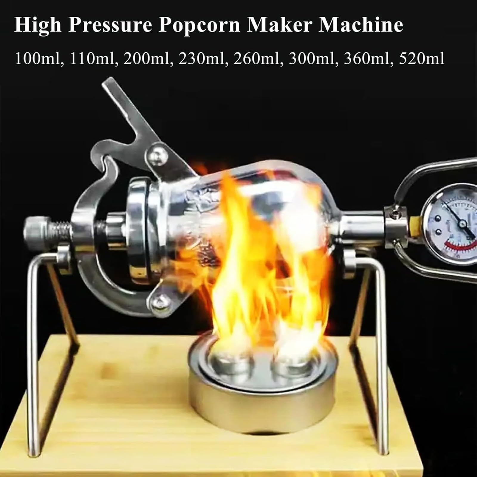 Popcorn ręcznie popcorn pod wysokim ciśnieniem tradycyjna chińska maszyna do popcornu w starym stylu mini armata na popcorn ze stali nierdzewnej garnek do popcornu (100 ml