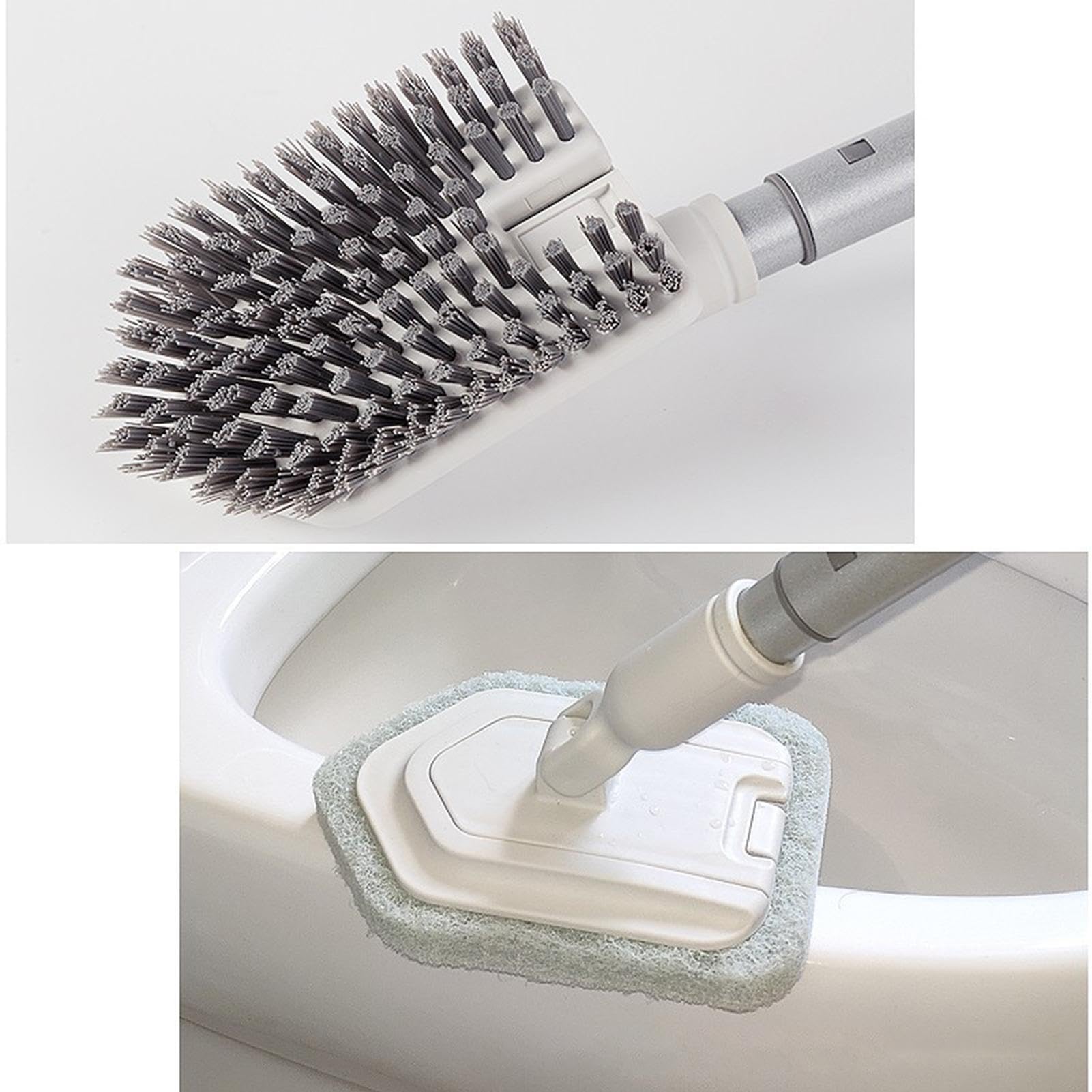 Cepillo para suelos de baño, cepillo para el hogar de mango largo | Cepillo de suelo ajustable con mango largo | Cepillo de limpieza telescópico antiarañazos para suelos resistente para p