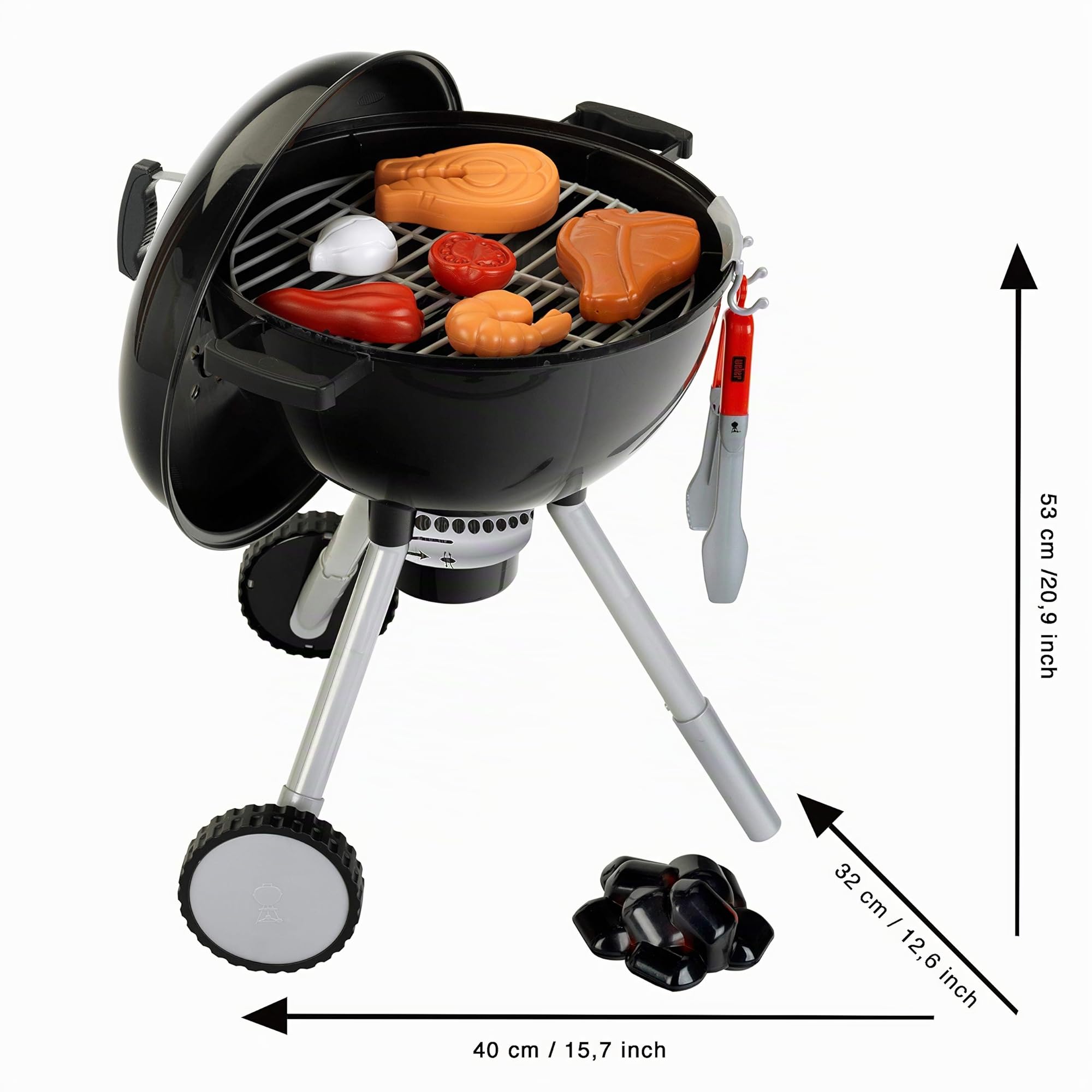 Theo Klein 9466 Weber Kugelgrill One Touch Premium, Kinder-Grill mit Licht, Sound und zahlreichem Zubehör, Anti-UV, Spielzeug für Kinder ab 3 Jahren