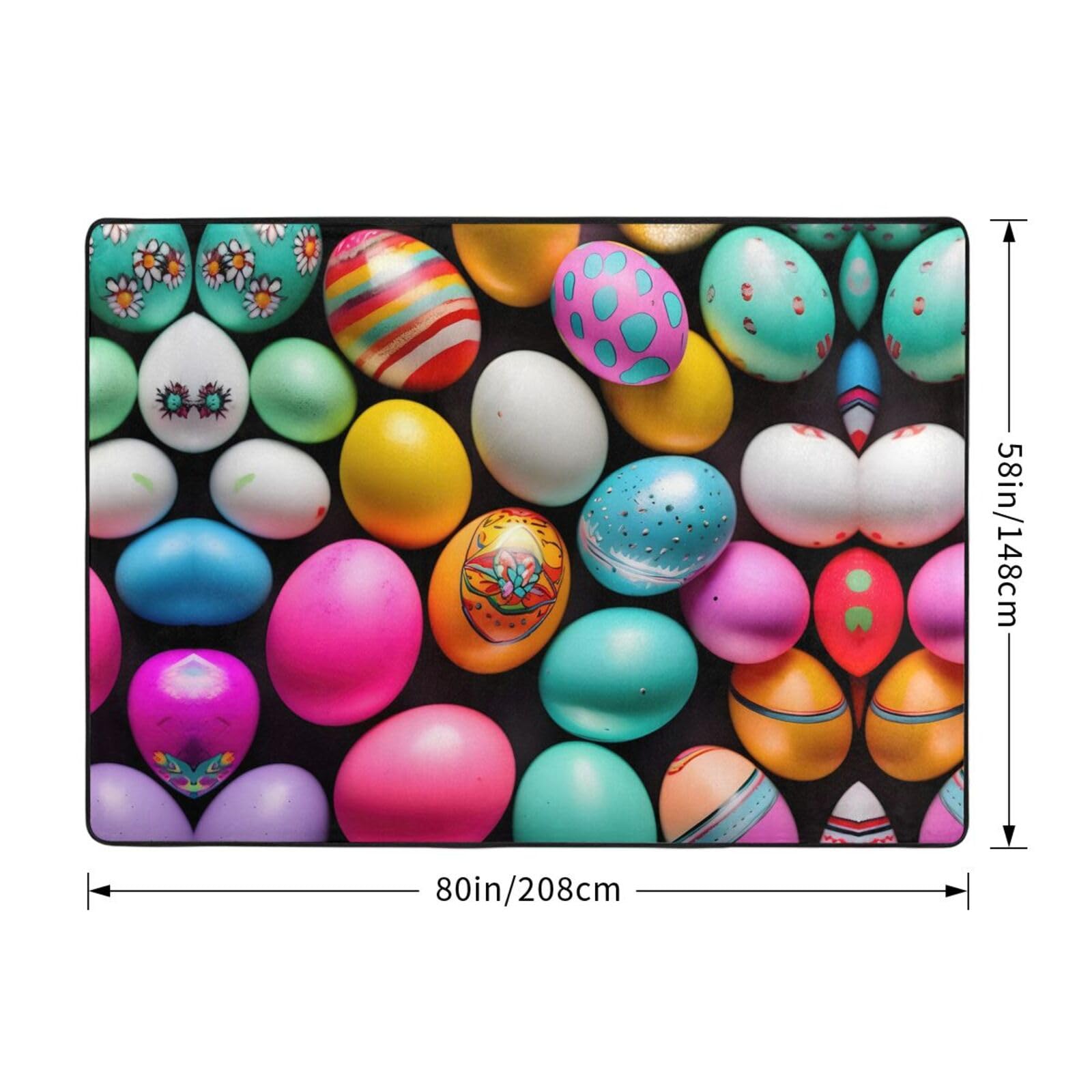 Alfombra con estampado de huevos de Pascua de 80 x 58 pulgadas, alfombra suave para sala de estar, oficina, dormitorio y más, decoración del hogar que no destiñe