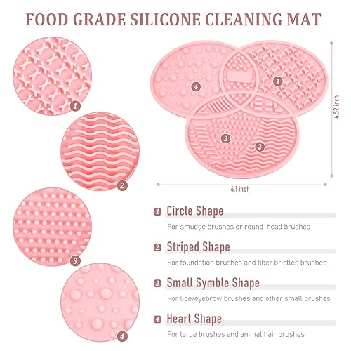 Miniatura 2 de Alfombrilla de limpieza para brochas de maquillaje y estante de secado, soporte para cepillos de 28 agujeros, limpiador de alfombrillas con forma de