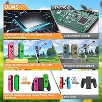 Vista 6 de Joy Cons for Switch, Replacement for Switch Controllers Joycon, Upgraded Switch Joycons with Dual VibrationWake-upScreenshot Pink and Green