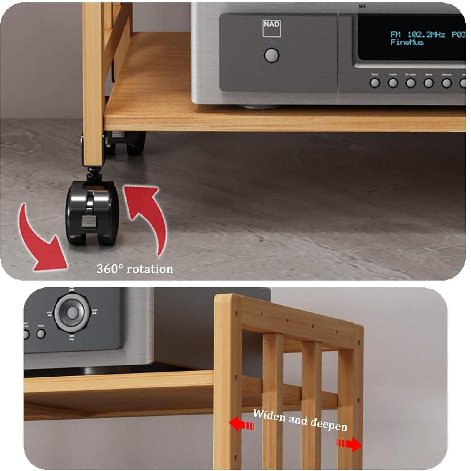 Bamboe Tv Rack Hifi Shelf Audio Cabinet, Audio Rack met 2/3/4/5 Niveaus