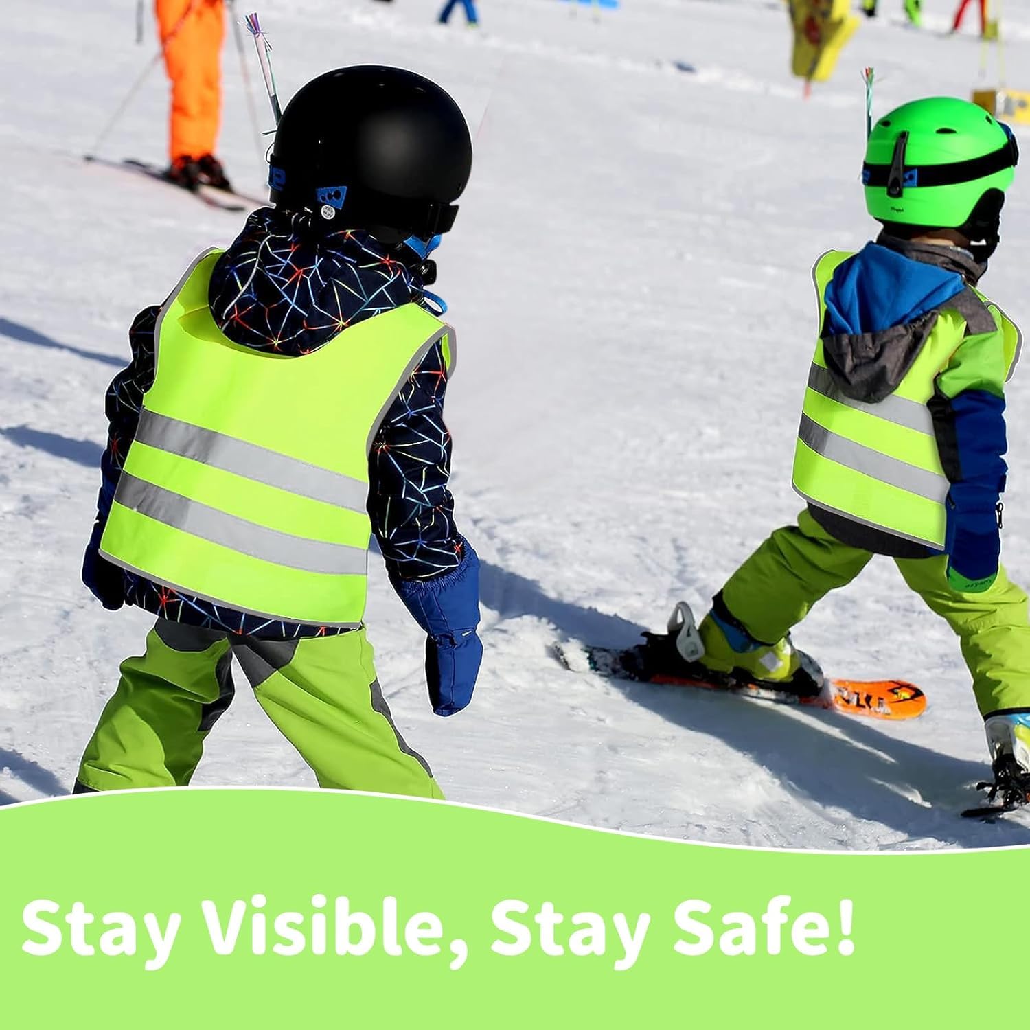 2 Pièces Gilet De Sécurité Réfléchissant Vert Haute Visibilité - Enfants Et Adultes - Idéal Sports Nuit, Chantier Et Vélo