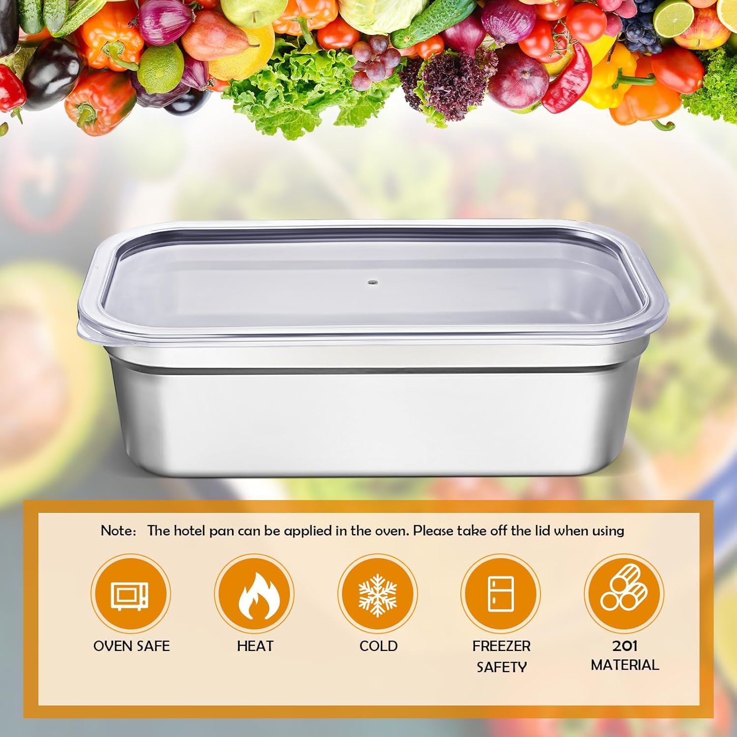 9 Pcs Stainless Steel Food Storage Containers with Lids 1/3 Size Hotel Pans Steam Table Pan Metal Meal Food Containers for Restaurant Stackable Kitchen Freezer Buffet, 2.5/4/6 Inch Deep - Image 3