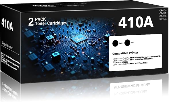 410A Toner Cartridges Color Laser Jet Pro M452 MFP M477 M377 series Compatible for HP 410A 410X Toner Cartridges 2 Pack for HP410A for Color Pro M452dw M452nw MFP M477fdw M477fnw M452dn M377dw M477fdn