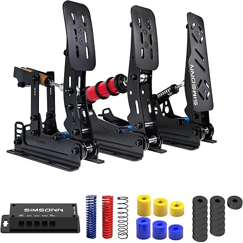 SIMSONN Plus X Pedals Sim Racing Pedals PC Racing Simulator Load Cell HE Hydraulic Pedals Support Haptic Reactor Black (Plus XP3-H3)