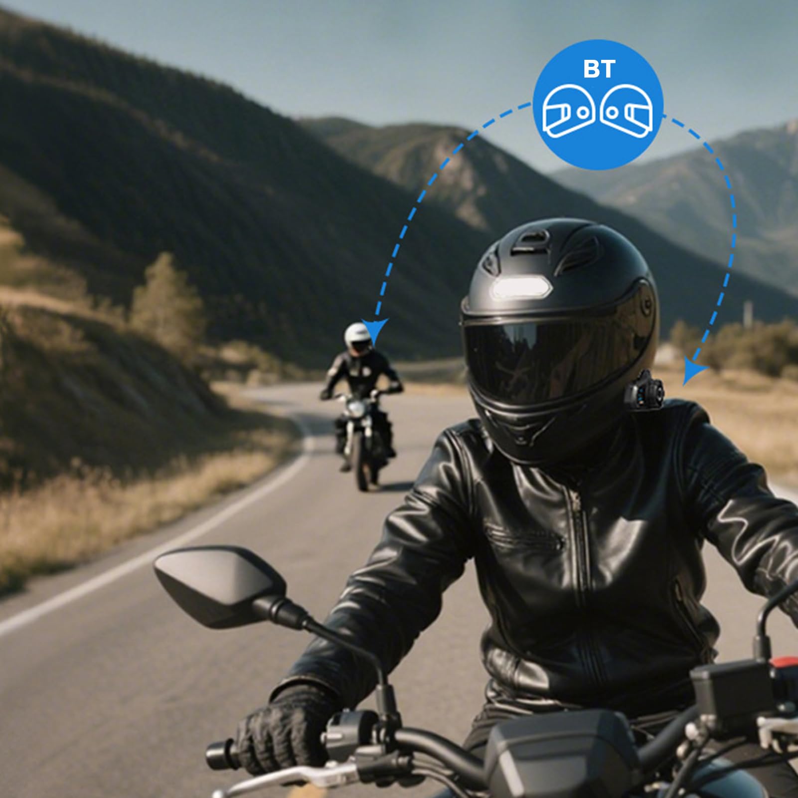 VBESTLIFE Auricolare Interfono Bluetooth per Moto, con Display Digitale, Riduzione del Rumore CVC 8.0, Interfono per 6 Motociclisti, Portata 1500 M, per Mezzo Casco Integrale
