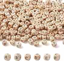 100 Stück Buchstabe A Holzperlen – Quadratisch, 10 Mm, Loch 3,5 Mm, Für DIY-Schmuck & Schlüsselanhänger
