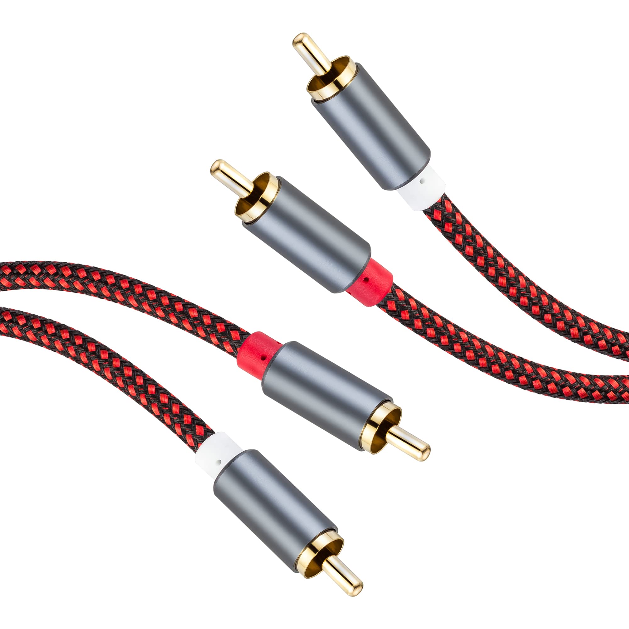 Kabel RCA 4,6 m 2RCA na 2RCA 2RCA męski na 2-RCA męski kabel audio stereo subwoofer kabel nylonowy pleciony pomocniczy przewód audio do kina domowego, HDTV, wzmacniaczy, Hi-Fi