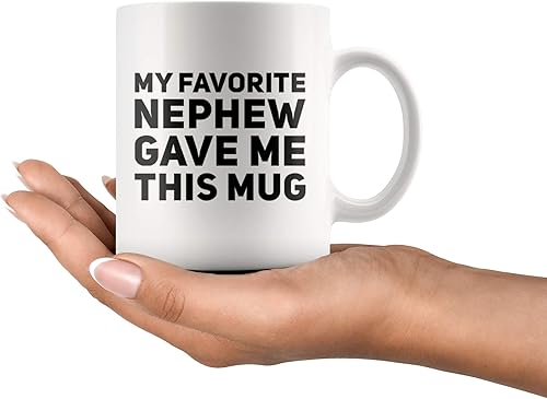 Miniatura 7 de Panvola Taza de cerámica con texto en inglés My Favorite Nephew Gave Me This Mug Gift To Uncle Auntie para el Día de la Madre, Día del Padre,