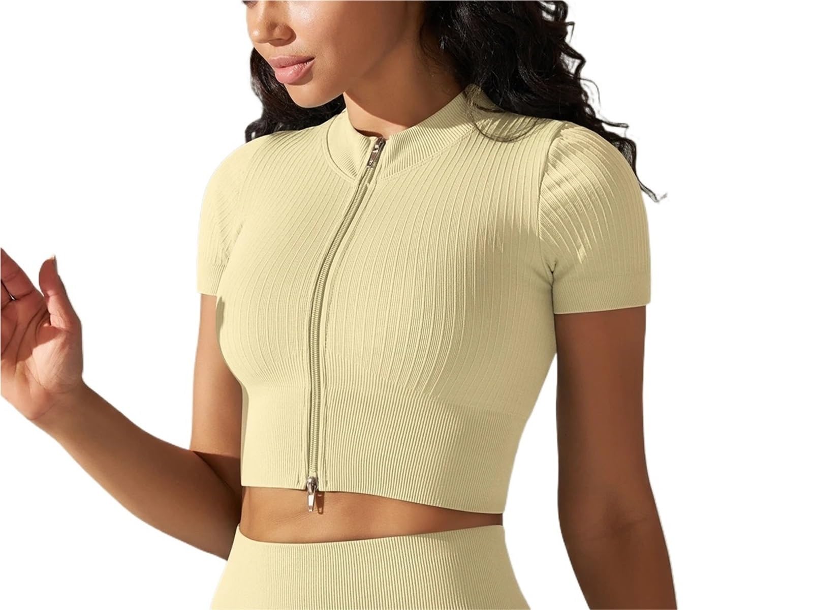 Donne Zip Fitness Yoga Shirt Sport T-Shirt Fitness Stretto Elastico Traspirante Sport Top Donna Abbigliamento Palestra Corsa Activewear
