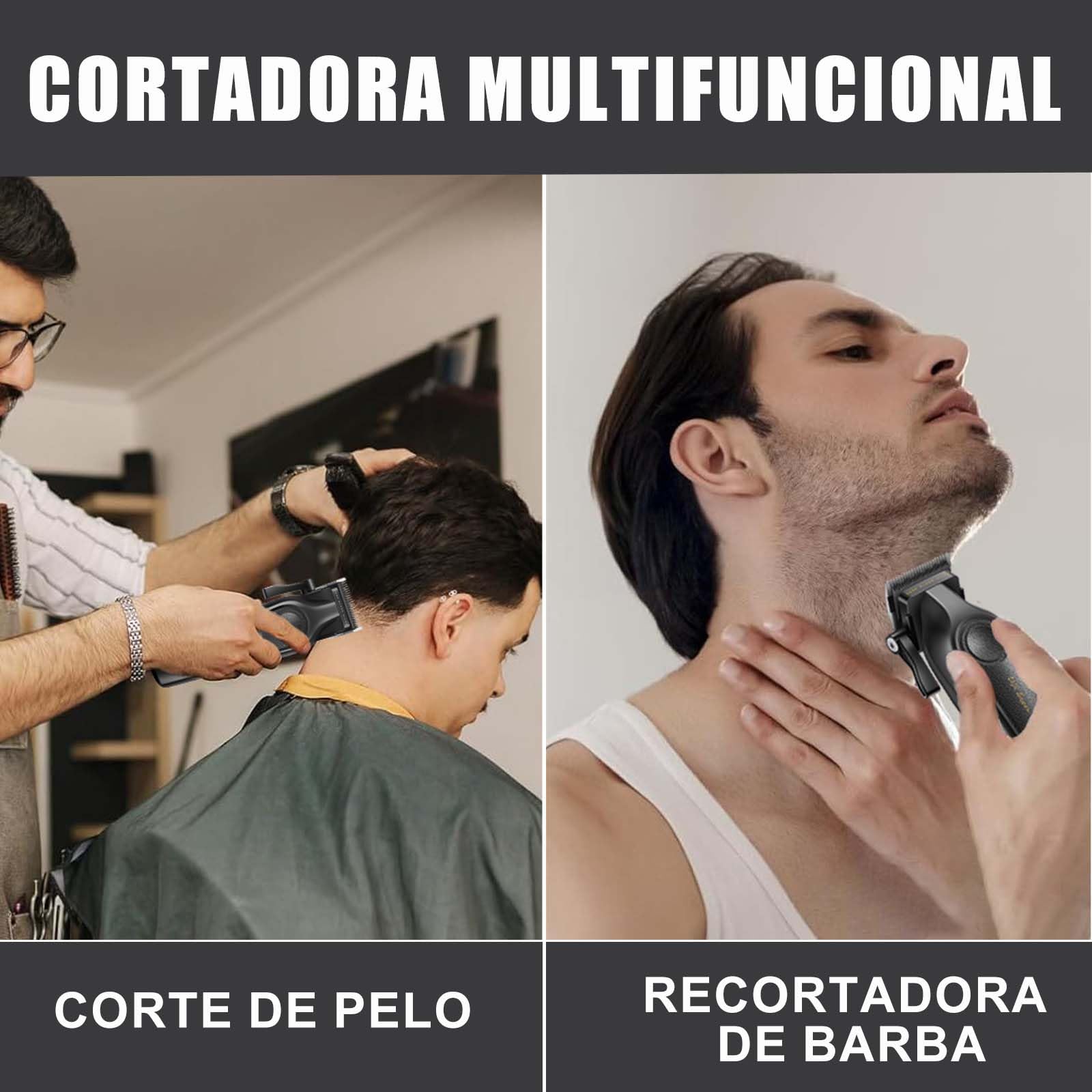 VGR 197 Maquina de Cortar Pelo Hombre Profesional con Palanca Ajustable | Clipper Maquina Pelo con Cuchillas de Cerámica, Cortapelos Profesional Inalámbrico con 6 Peines Guía, Carga USB y Luz LED