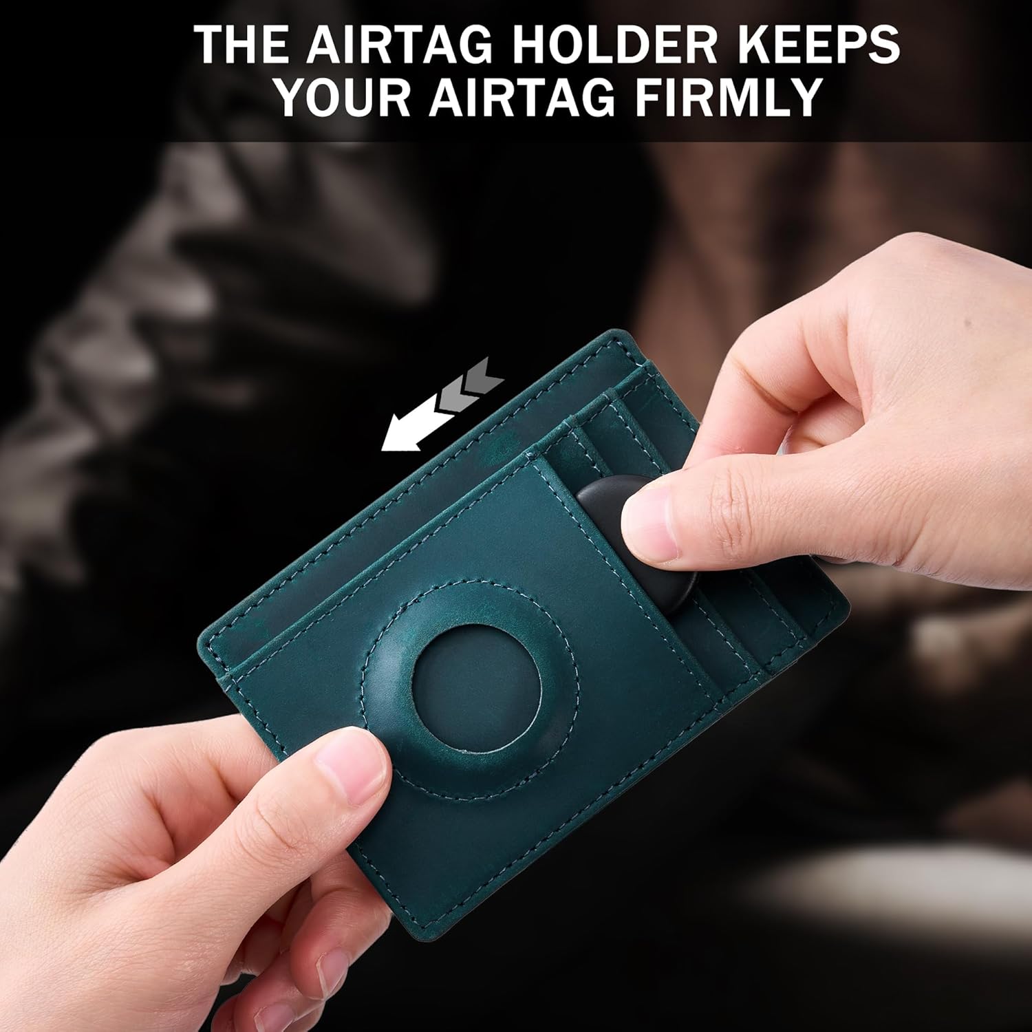 Hawanik Wallet with Airtag Holder Genuine Leather Wallets Slim Minimalist Card Holder RFID Blocking Card Wallet Compatible with AirTag - Image 4