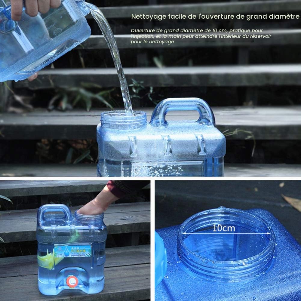 Starnearby Bidon d'eau avec Robinet, Réservoir d'eau Potable, Jerrican Alimentaire Camping, Conteneur d'eau sans BPA avec Robinet de Rechange, Tuyaux, Brosse pour Camping, Randonnée (15 L)
