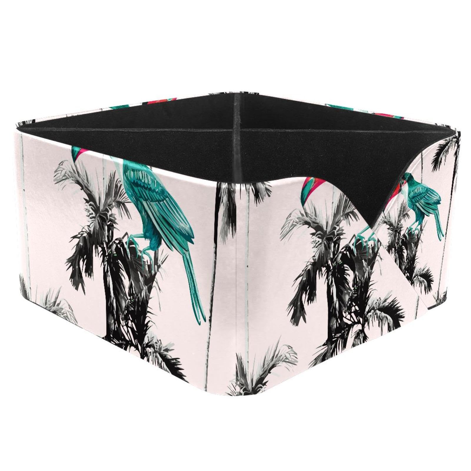 KengjuTesu Summer Palm Trees Toucan Desktop Organizer Pen Holder, Rectangular Pencil Cup for Office, Study and Makeup Stations