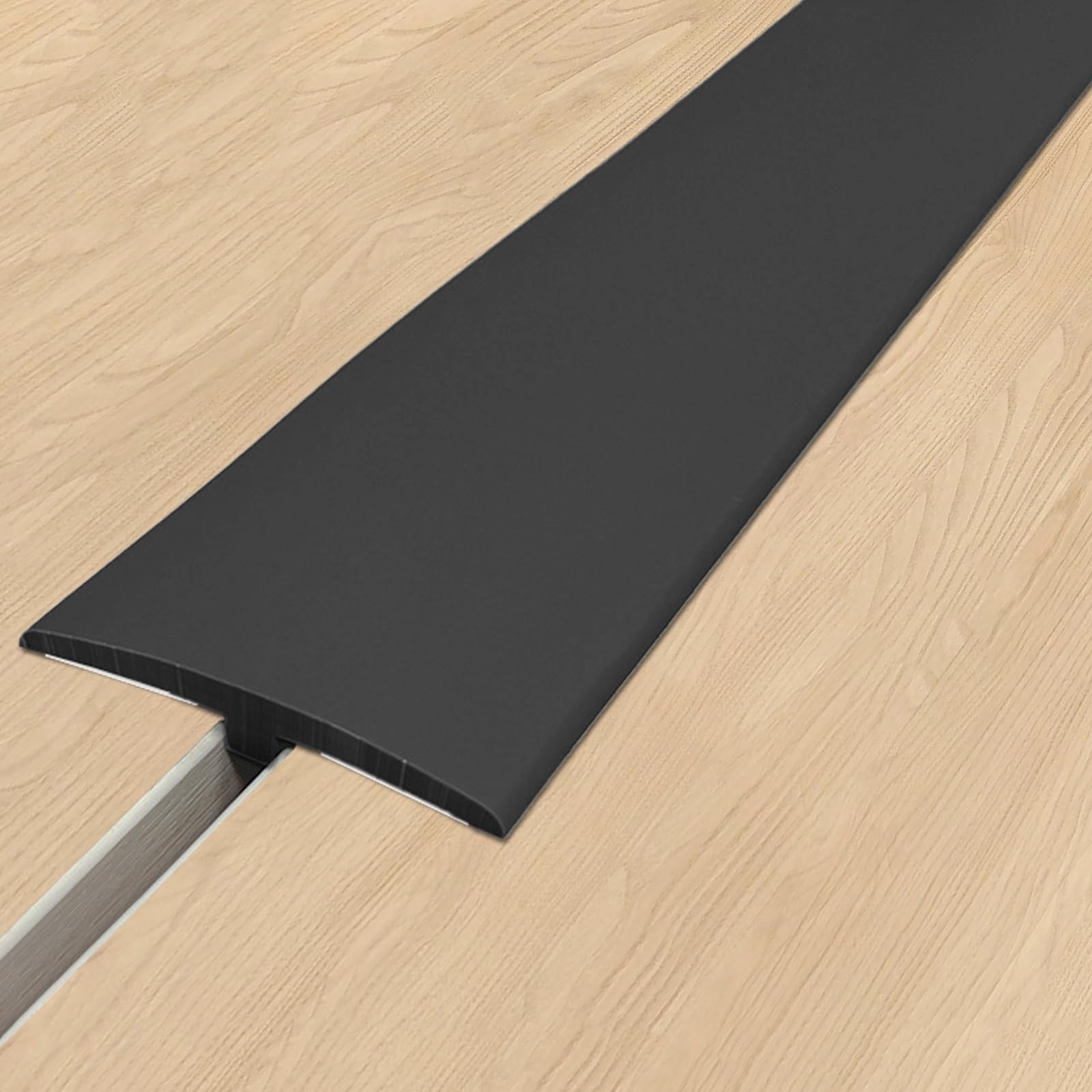 VQWQV Vinyl Floor Transition Strip Self-Adhesive PVC Trim L100cm（3.2ft） Wood Grain Design Easy To Clean Laminate Gap Covering Joining Strips(Black)