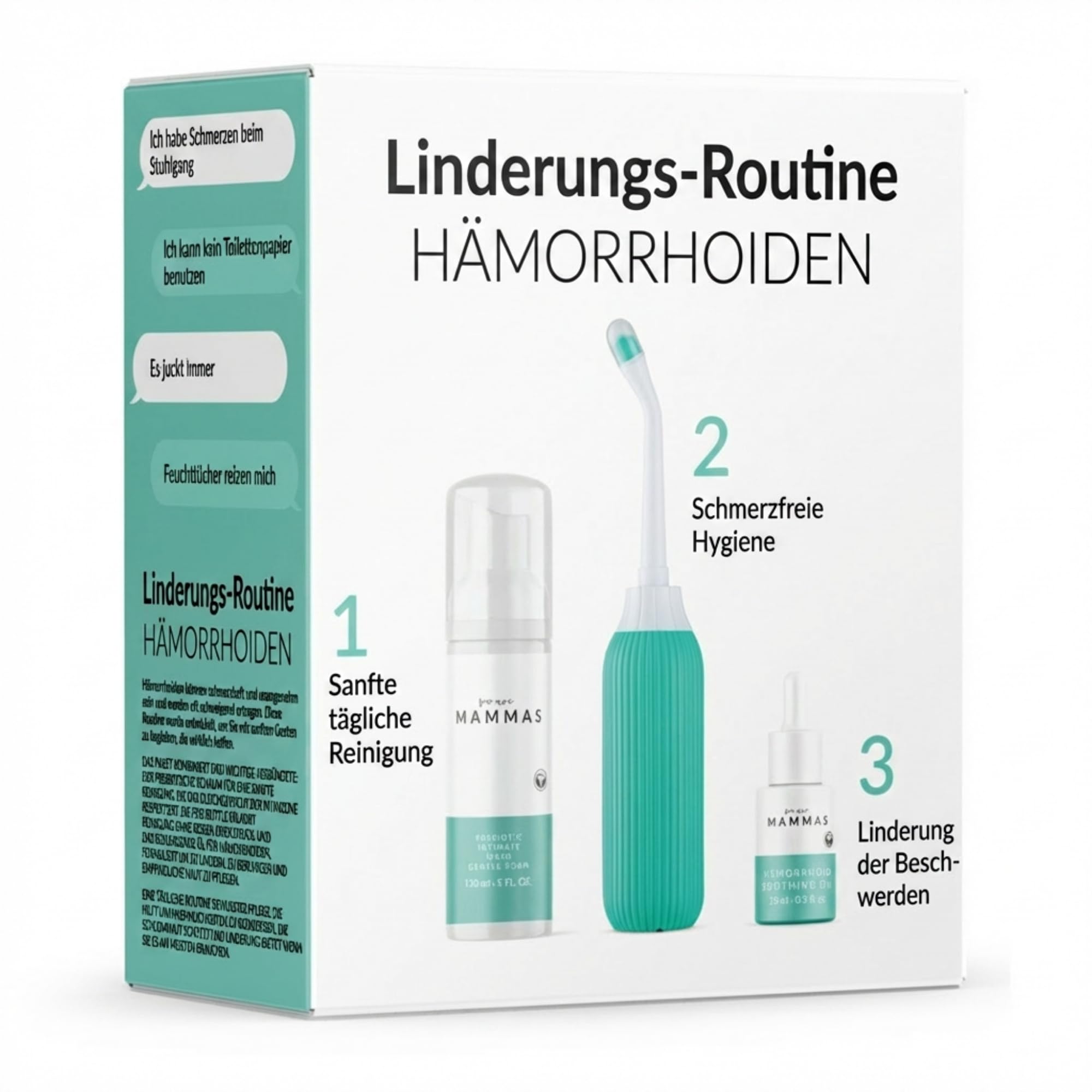 Hämorrhoiden Wochenbett Set – Peri Flasche + Intimschaum mit Präbiotika + Pflegeöl – Sanfte Intimpflege nach Geburt & Schwangerschaft – Pflanzliche Formel – Kühlend & Beruhigend – We are mammas