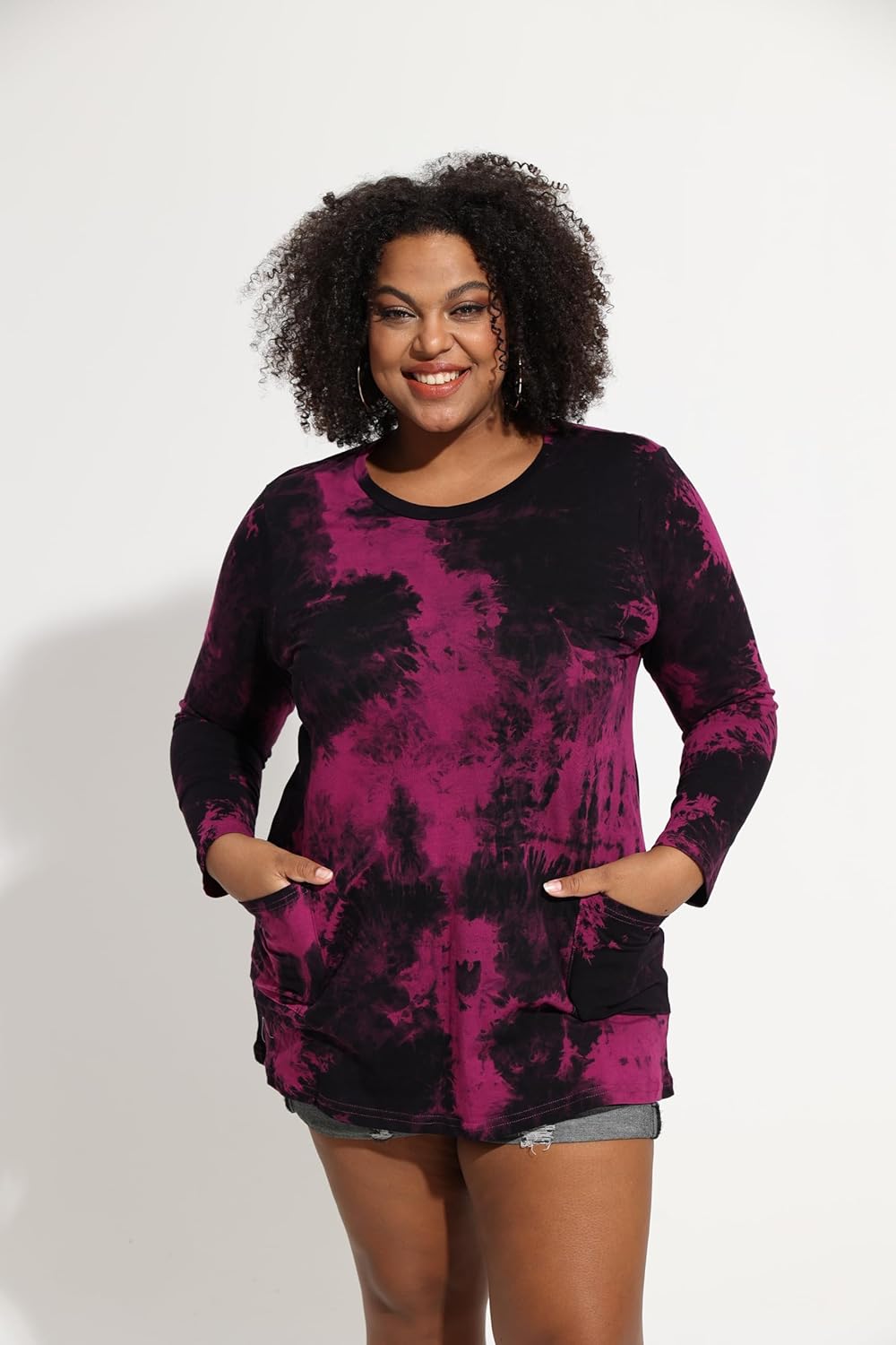 RITERA Plus Size Top for Women Long Sleeve Tunic Tops Winter Shirts Fall Casual T-shirts with Pockets Crewneck XL-5XL - Image 2