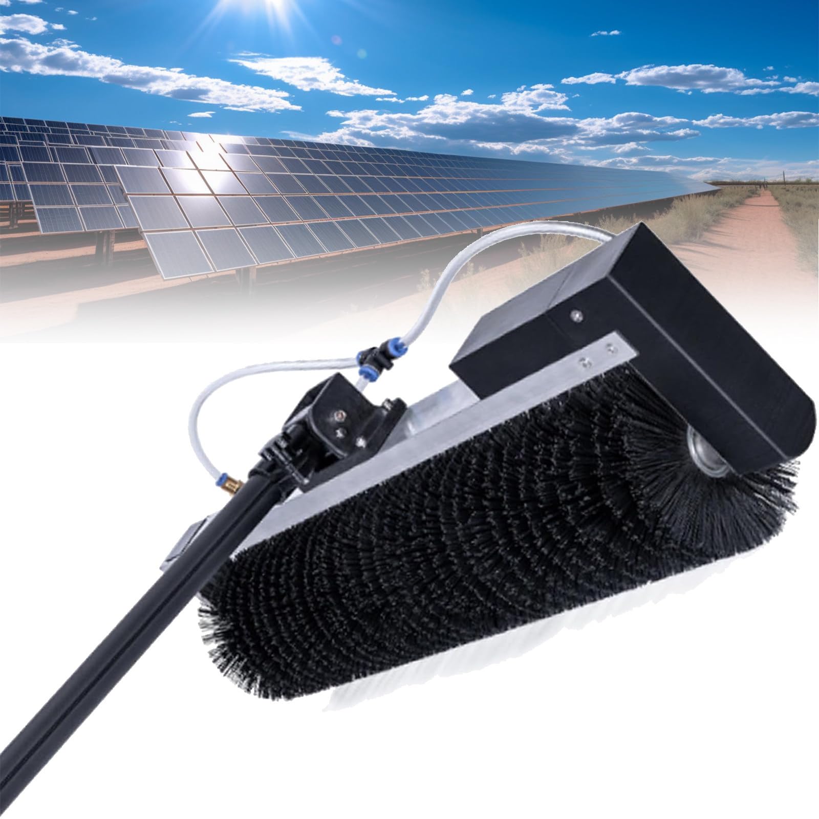 LMMIAOZ Solar Panel Cleaning Brush Kit - 60cm Roller Head with Electric Water Fed Pole, 5.5m/18ft Telescopic Pole for Efficient Solar Panel Cleaning in Gardens & Offices