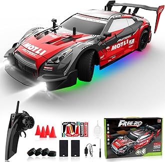 Remote Control Car RC Drift Car 1:16 Scale 4WD RC Car with LED Lights 2.4GHz 30km/h RTR High Speed Racing Sport Toy Car for Adults Boys Girls Kids Gift 2Pcs Rechargeable Battery