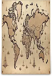 Cobertor marrom com mapa do mundo para sofá, cobertor quente de pelúcia leve e aconchegante para cama, sofá, cadeira, 152 x 228 cm