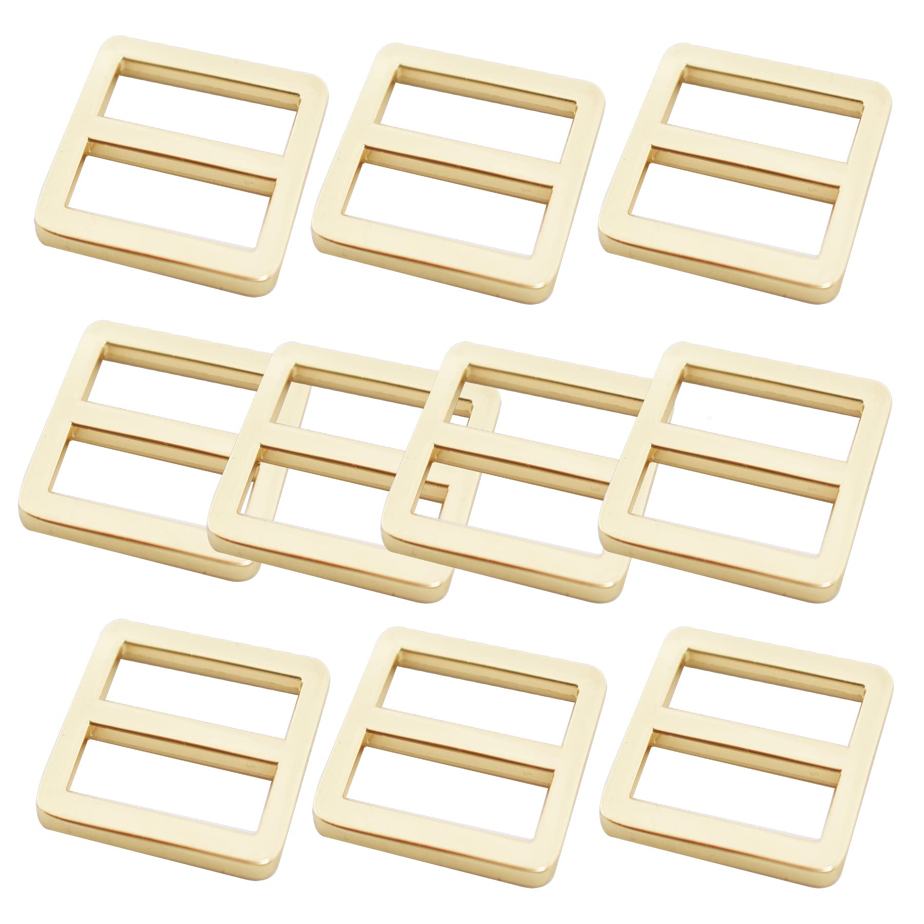 Bytiyar 10 Pcs Alloy Metal Flat Slide Buckle Dual Adjustable TriGlide Keeper Buttons Fasteners for Sewing DIY Accessories