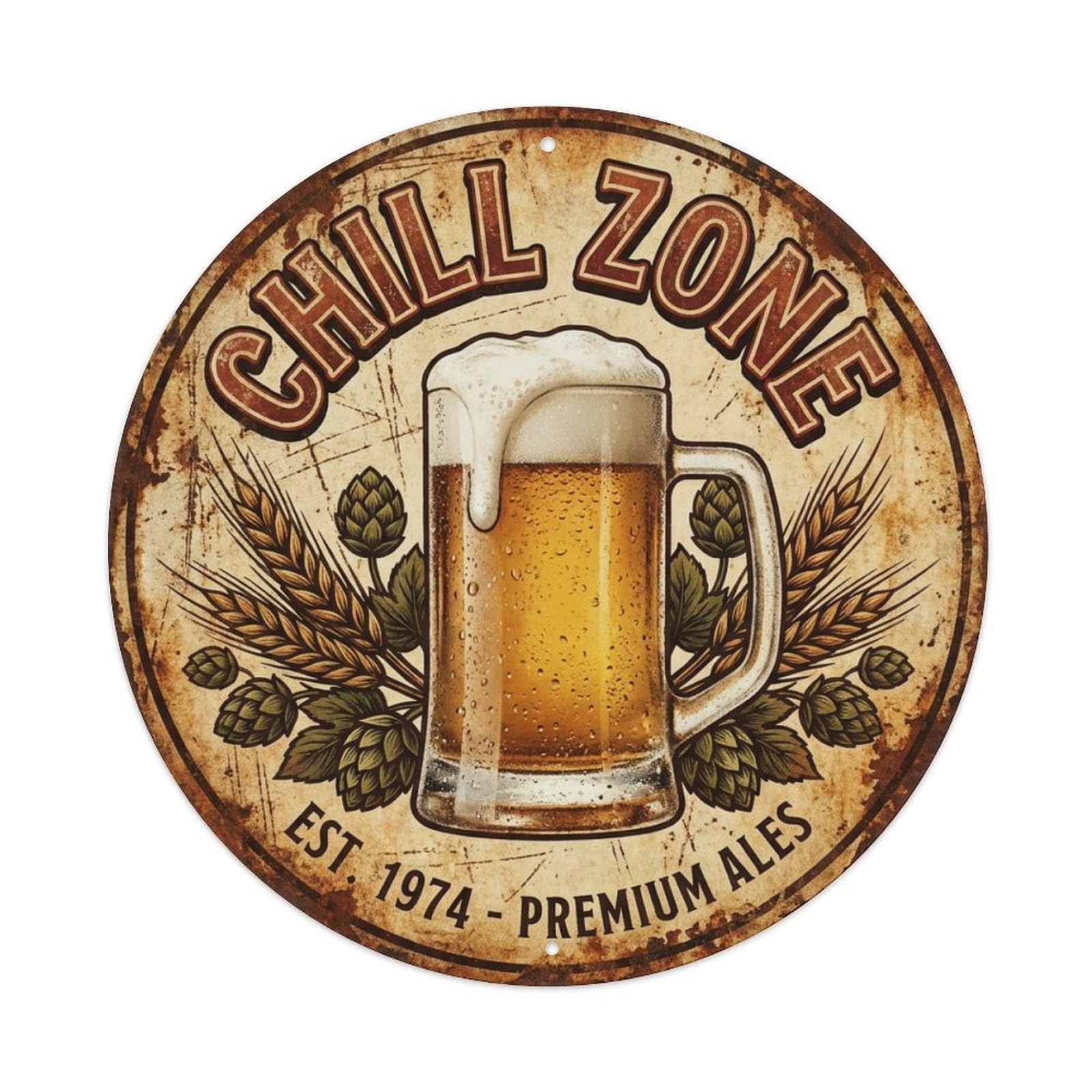 Fyrn Style Metal Tin Sign Vintage Beer Hops Chill Zone Retro Bar For Pub