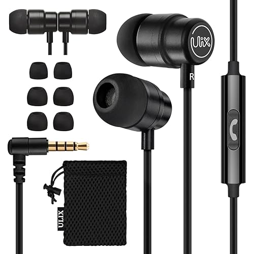 UliX Rider Wired Earbuds in-Ear Headphones, Earphones with Microphone, 5 Years Warranty, with Anti-Tangle Cable, Ear Buds for iPhone, iPad, Samsung, School Students, Kids, Women, Small Ears