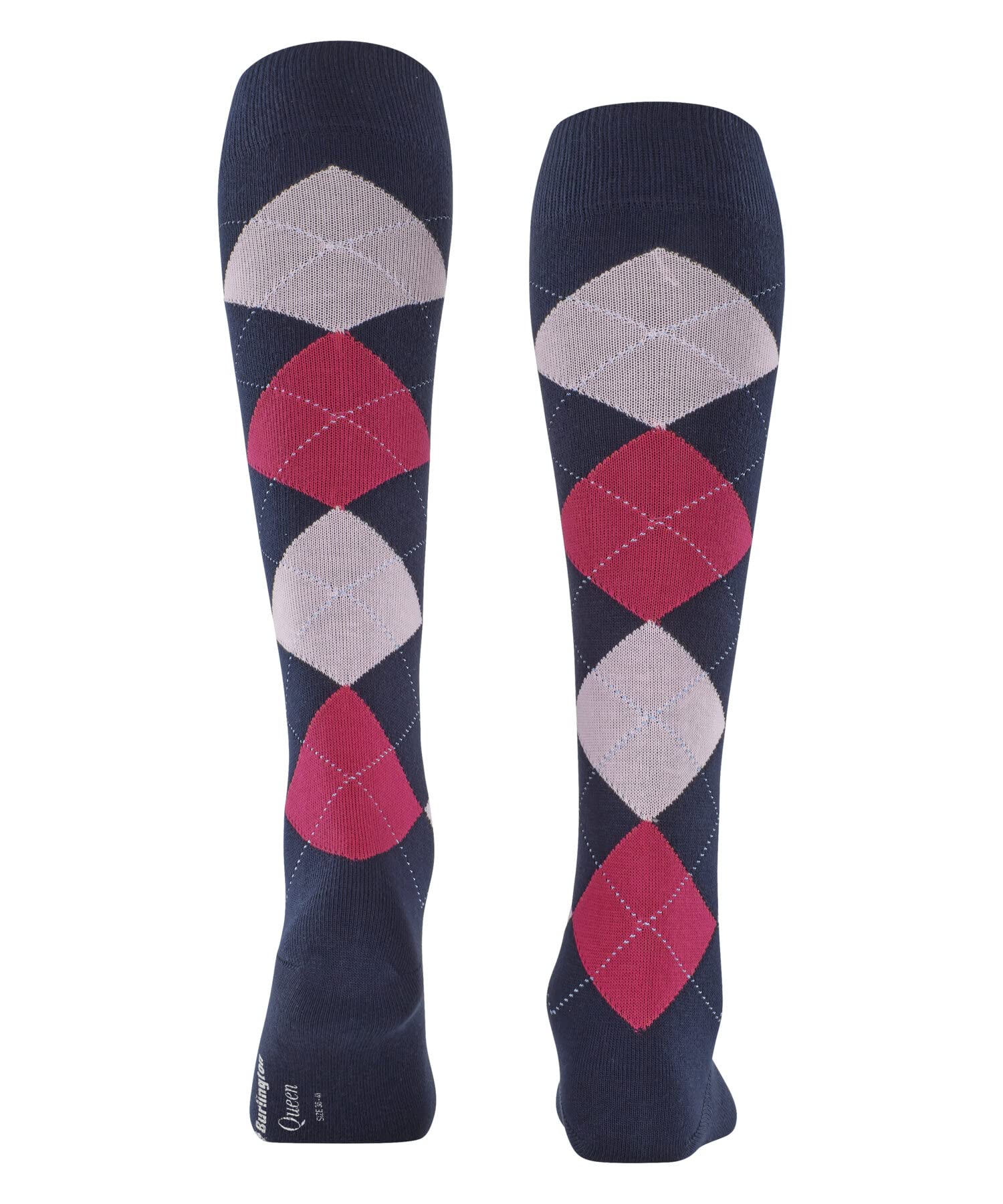 Burlington Kobiety Podkolanówki Queen W Kh bawełna długie z wzorem 1 Para, Niebieski Marine 6123, 36-41