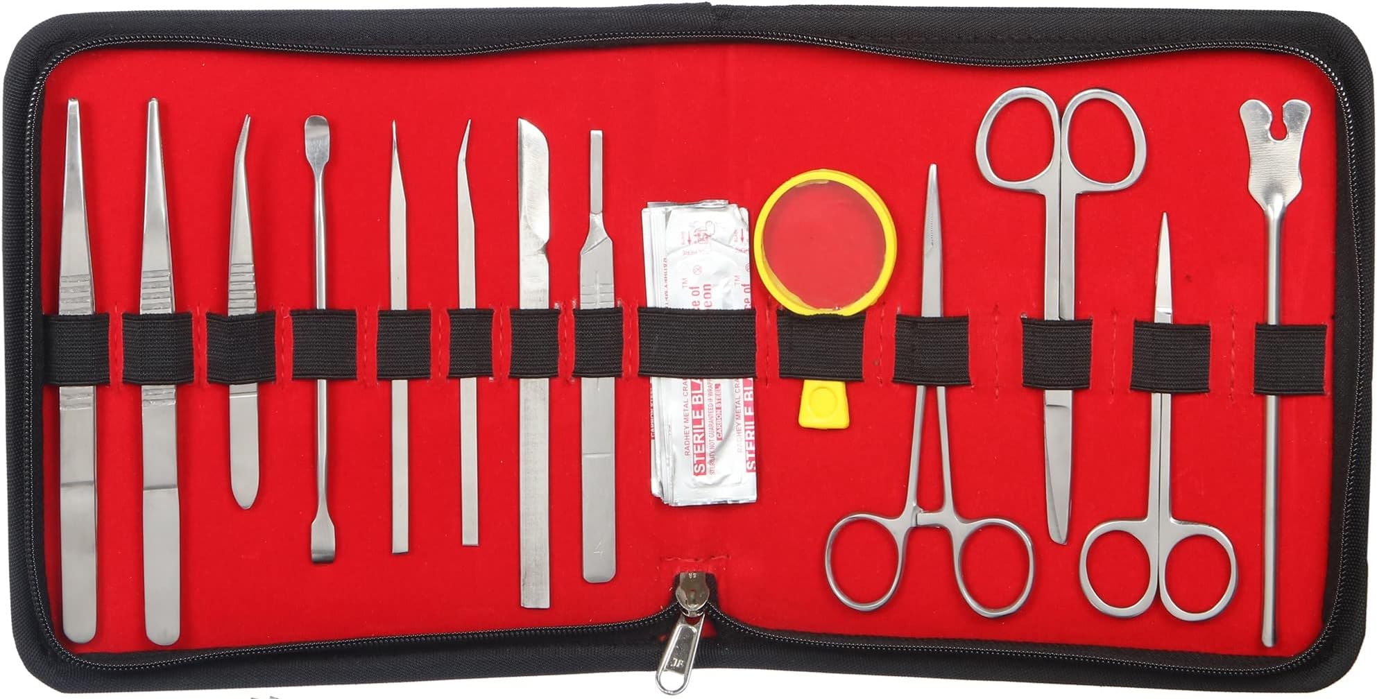 Alis 26 pcs Advanced Dissection Kit for Biology Lab Anatomy Medical Students, Professional Doctors with Scalpel Knife Handle Scalpel Blades Surgical instruments (All in One with Zipper Case)